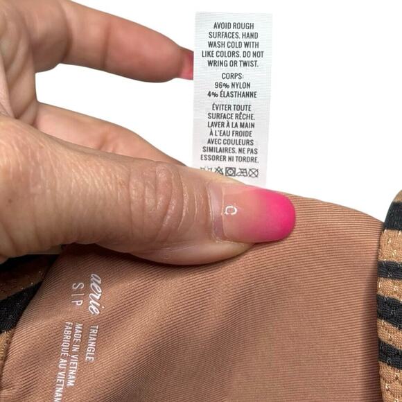 NWT Aerie Tiger Stripe V-Neck Bikini Top S – Textured Animal Print Swim - Picture 6 of 7